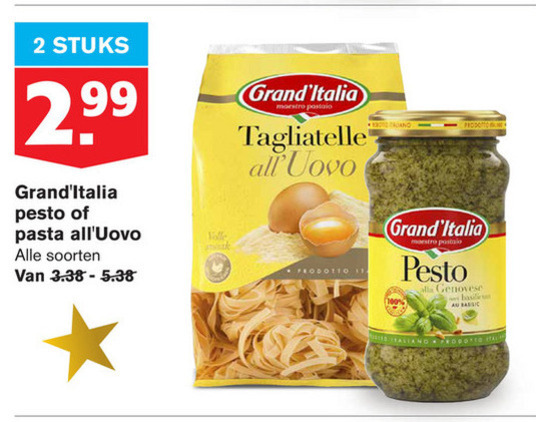 Grand Italia   pesto, tagliatelle folder aanbieding bij  Hoogvliet - details