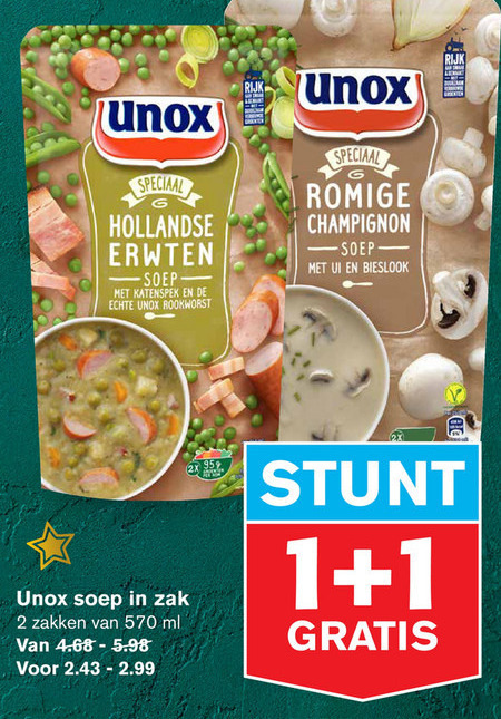 Unox   soep folder aanbieding bij  Hoogvliet - details