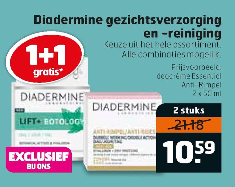 Diadermine   gezichtsverzorging, gezichtsreiniging folder aanbieding bij  Trekpleister - details