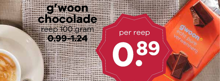 Gwoon   chocolade folder aanbieding bij  MCD Supermarkt Basis - details