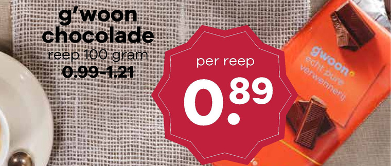 Gwoon   chocolade folder aanbieding bij  Boons Markt - details