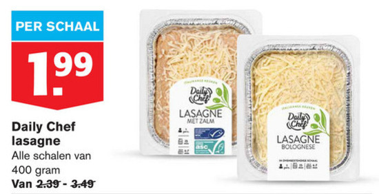 Daily Chef   lasagne folder aanbieding bij  Hoogvliet - details