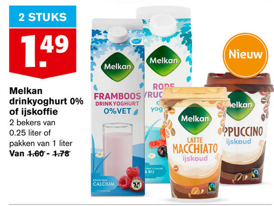 Melkan   ijskoffie, drinkyoghurt folder aanbieding bij  Hoogvliet - details