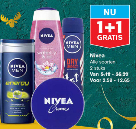 Nivea   douchegel, deodorant folder aanbieding bij  Hoogvliet - details