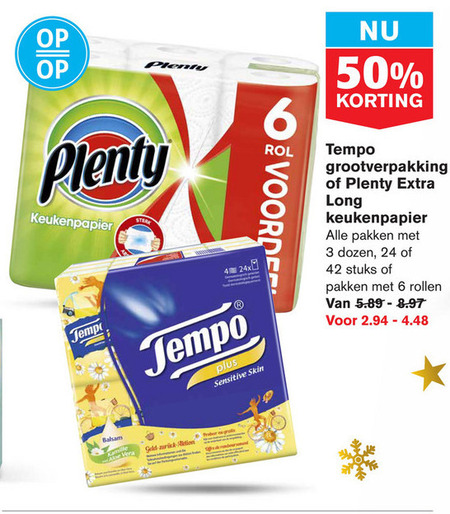 Tempo   zakdoek, keukenpapier folder aanbieding bij  Hoogvliet - details