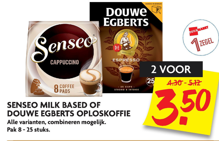 Douwe Egberts Senseo   koffiepad, oploskoffie folder aanbieding bij  Dekamarkt - details