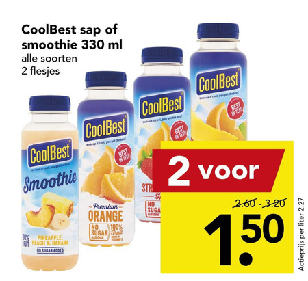 Coolbest   vruchtensap, fruitsmoothie folder aanbieding bij  Deen - details