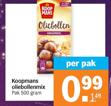 Koopmans   oliebollenmix folder aanbieding bij  Albert Heijn - details