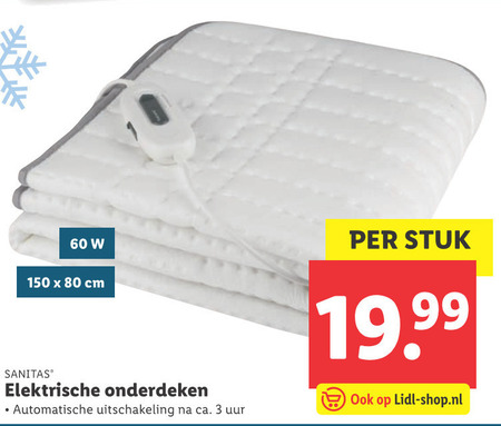 Sanitas elektrische deken folder aanbieding bij Lidl -