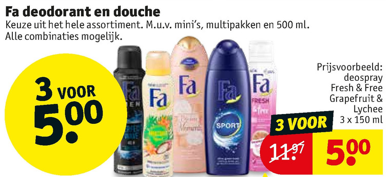 Fa   deodorant, douchegel folder aanbieding bij  Kruidvat - details