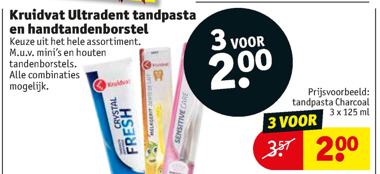 Kruidvat Huismerk   tandenborstel, tandpasta folder aanbieding bij  Kruidvat - details