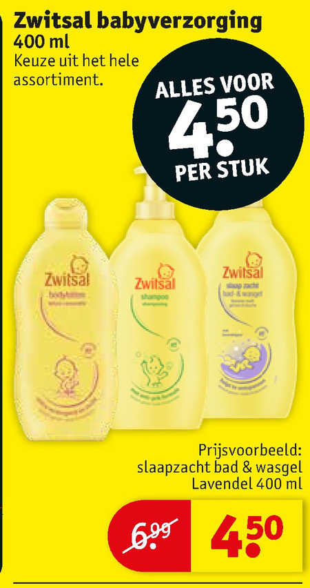 Zwitsal babyshampoo, babyverzorging folder aanbieding bij Kruidvat details