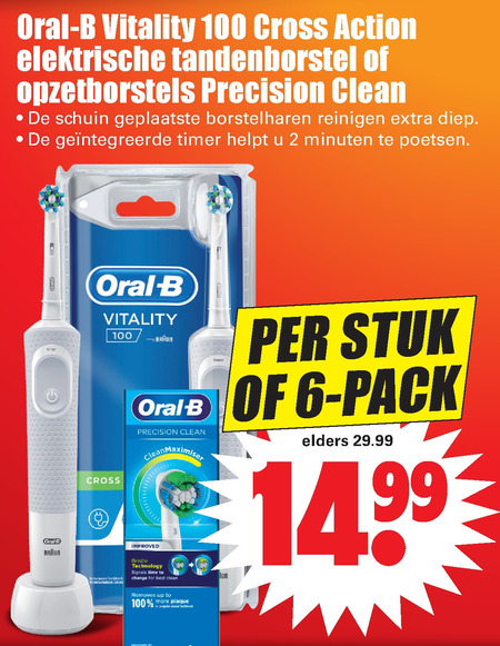 Braun Oral-B   electrische tandenborstel, opzetborstel folder aanbieding bij  Dirk - details