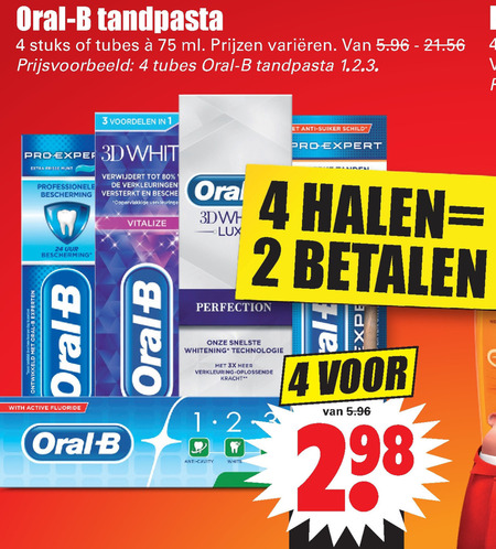 Oral-B   tandpasta folder aanbieding bij  Dirk - details