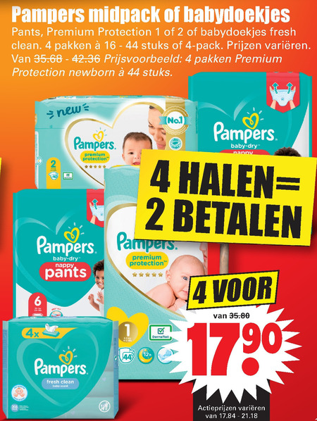 Pampers   billendoekjes, luierbroekjes folder aanbieding bij  Dirk - details