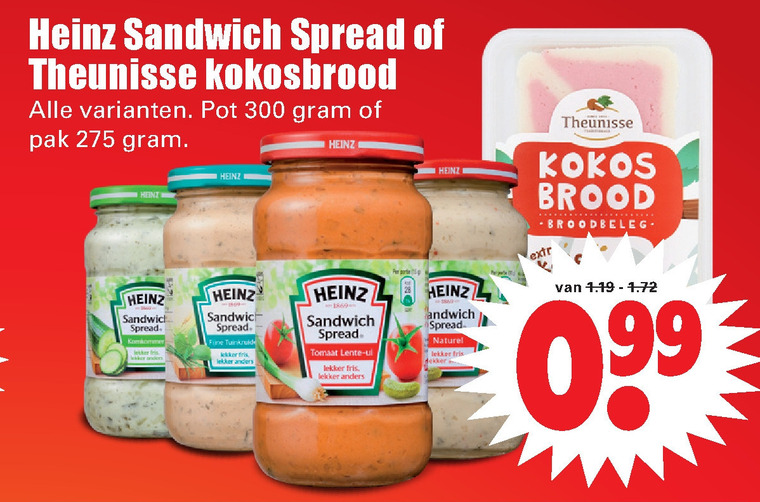 Theunisse   kokosbrood, sandwich spread folder aanbieding bij  Dirk - details