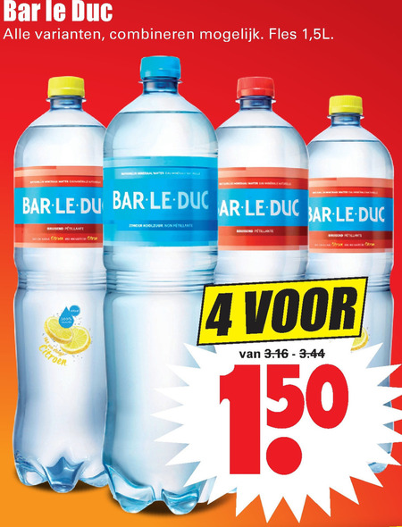 Bar le Duc   fruitdrank, mineraalwater folder aanbieding bij  Dirk - details