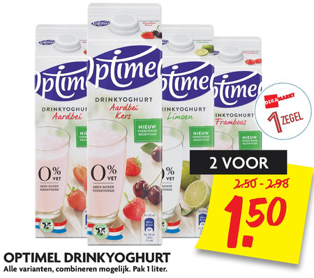 Optimel   drinkyoghurt folder aanbieding bij  Dekamarkt - details