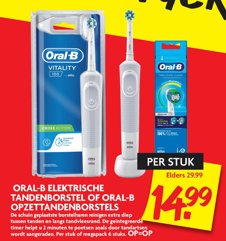 Braun Oral-B   electrische tandenborstel, opzetborstel folder aanbieding bij  Dekamarkt - details