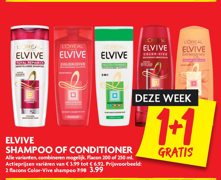 Elvive   shampoo, cremespoeling folder aanbieding bij  Dekamarkt - details