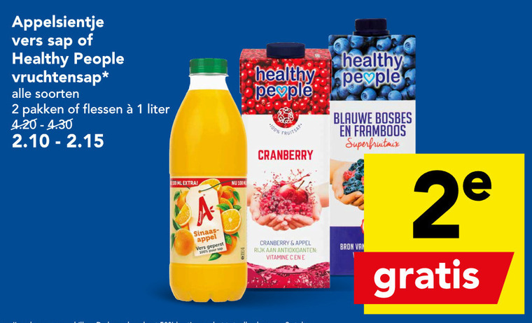 Healthy People   vruchtensap folder aanbieding bij  Deen - details