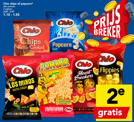 Chio   zoutje, popcorn folder aanbieding bij  Deen - details