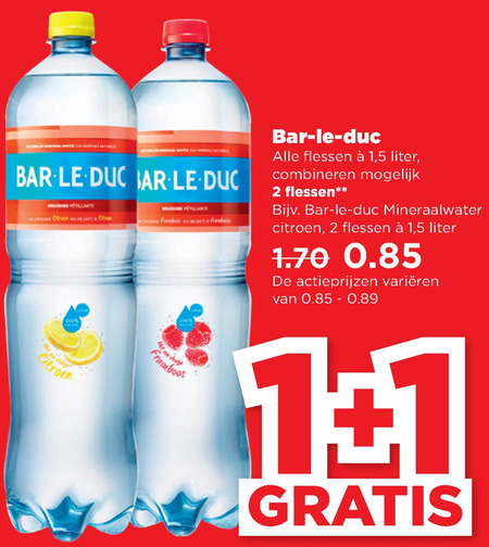 Bar le Duc   fruitdrank, mineraalwater folder aanbieding bij  Plus - details