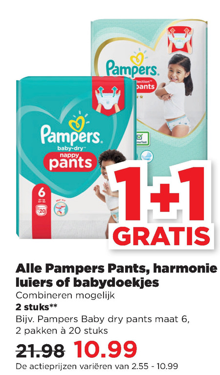 Pampers   luierbroekjes, luiers folder aanbieding bij  Plus - details