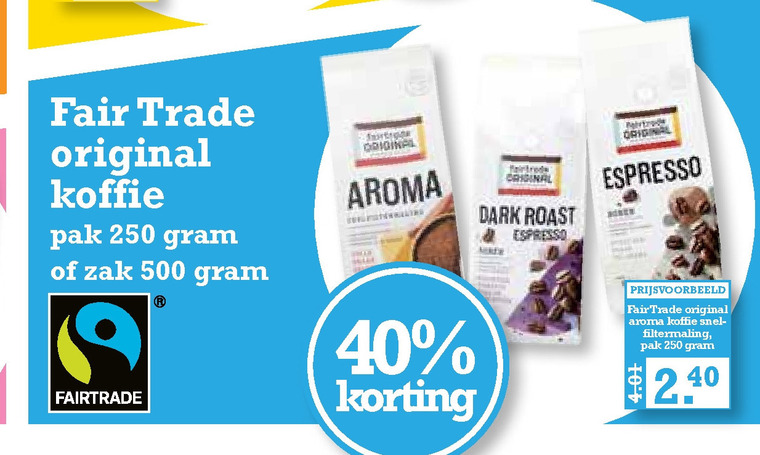 Fair Trade Original   koffie, koffiebonen folder aanbieding bij  MCD Supermarkt Basis - details