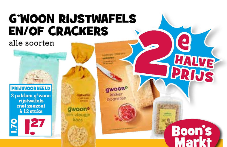 Gwoon   crackers, rijstwafels folder aanbieding bij  Boons Markt - details