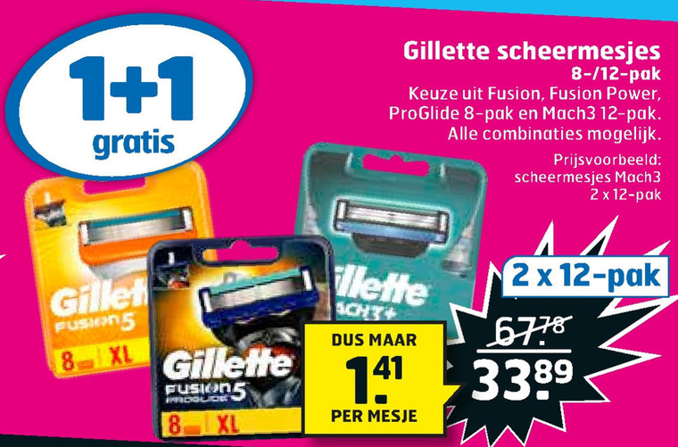 Gillette   scheermesjes folder aanbieding bij  Trekpleister - details