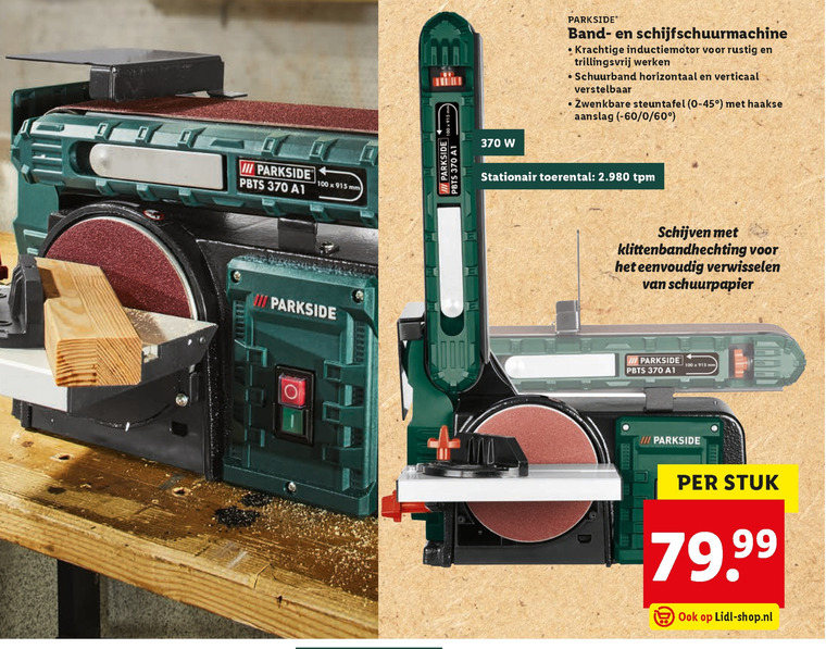 tactiek Gemiddeld diameter Parkside bandschuurmachine folder aanbieding bij Lidl - details