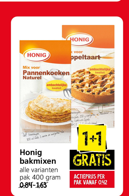 Honig   bakmix, pannenkoekenmix folder aanbieding bij  Jan Linders - details