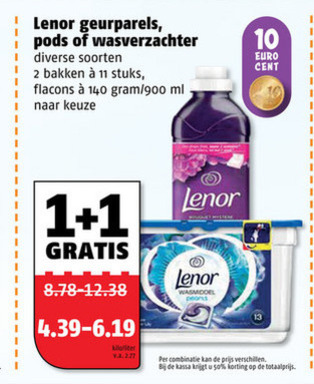 Lenor   wasmiddel, wasverzachter folder aanbieding bij  Poiesz - details