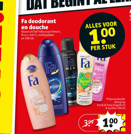 Fa   douchegel, deodorant folder aanbieding bij  Kruidvat - details