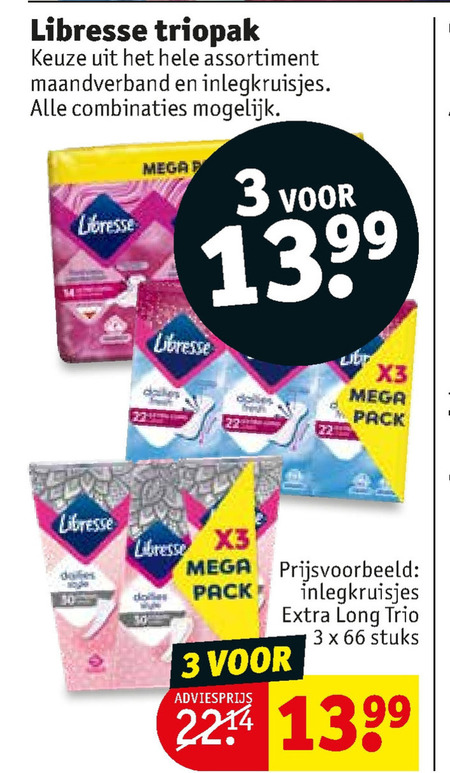 Libresse   maandverband, inlegkruisjes folder aanbieding bij  Kruidvat - details