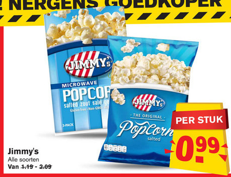 jimmys   popcorn folder aanbieding bij  Hoogvliet - details