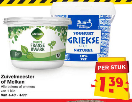 Melkan   kwark, yoghurt folder aanbieding bij  Hoogvliet - details