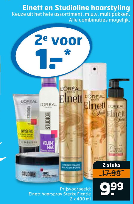 Elnett   haargel, hairspray folder aanbieding bij  Trekpleister - details