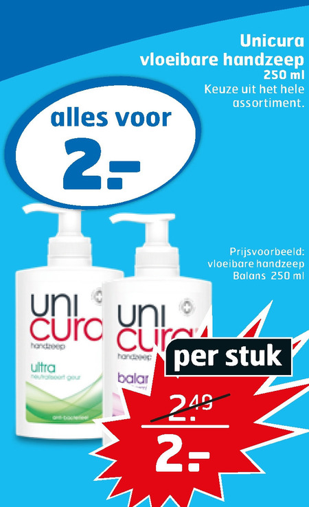 Unicura   handzeep folder aanbieding bij  Trekpleister - details