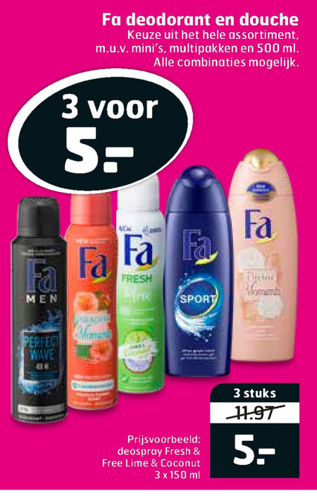 Fa   douchegel, deodorant folder aanbieding bij  Trekpleister - details