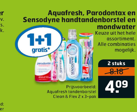 Aquafresh   mondwater, tandenborstel folder aanbieding bij  Trekpleister - details