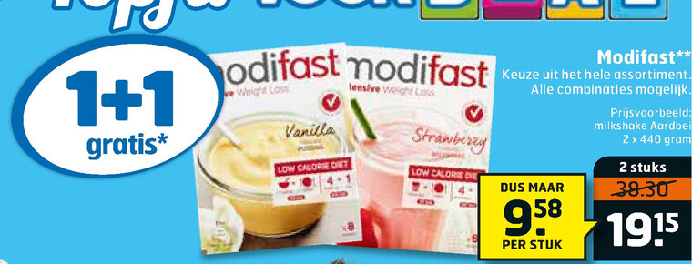 Modifast   afslankmaaltijd folder aanbieding bij  Trekpleister - details