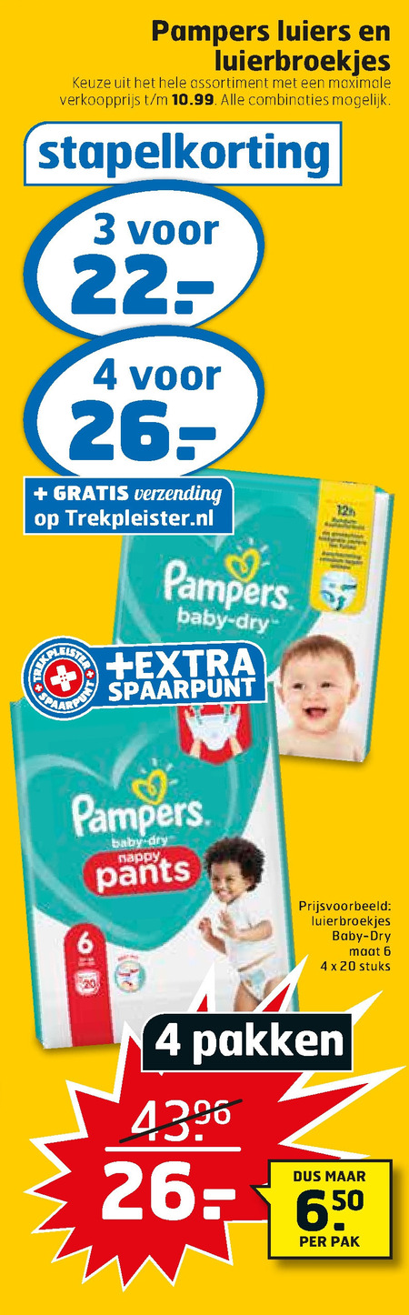 Pampers   luierbroekjes, luiers folder aanbieding bij  Trekpleister - details