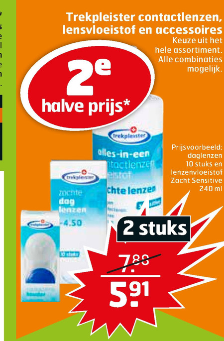 Nu al strip Ruwe olie daglenzen, contactlensvloeistof folder aanbieding bij Trekpleister - details