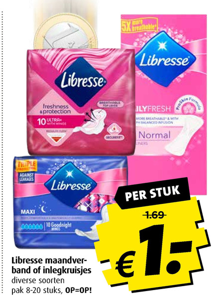 Libresse   maandverband, inlegkruisjes folder aanbieding bij  Boni - details