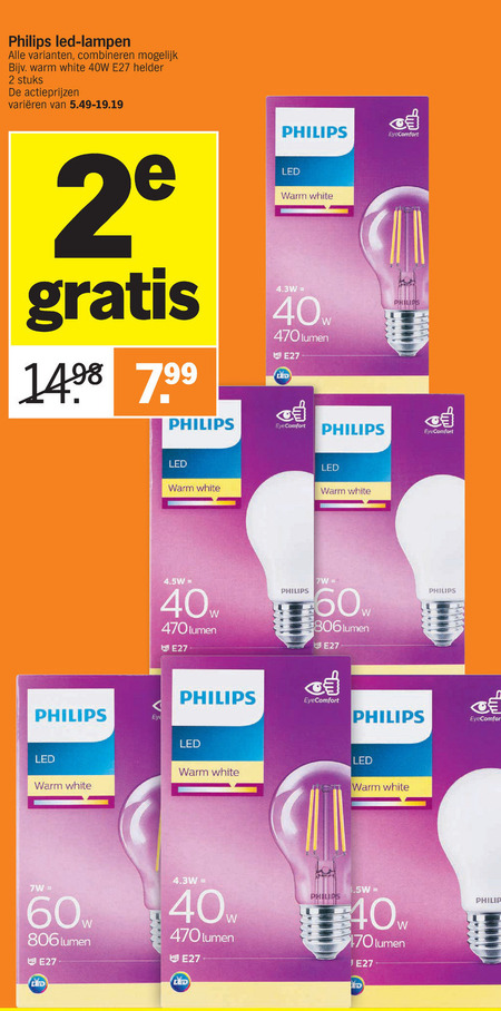 Slechte factor Canberra Fahrenheit Philips led lamp folder aanbieding bij Albert Heijn - details