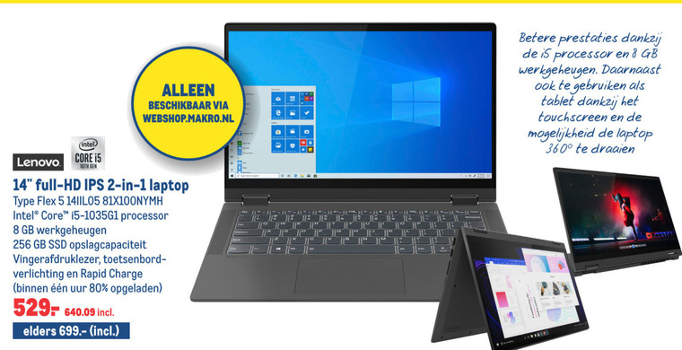 Lenovo   notebook folder aanbieding bij  Makro - details