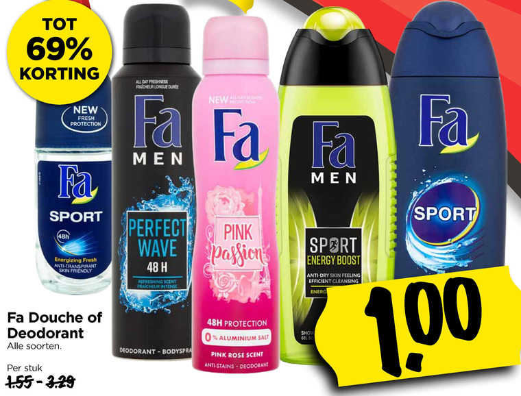 Fa   douchegel, deodorant folder aanbieding bij  Vomar - details