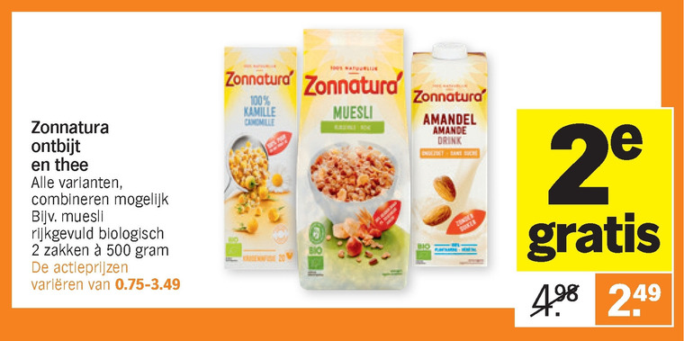 Zonnatura   muesli, thee folder aanbieding bij  Albert Heijn - details